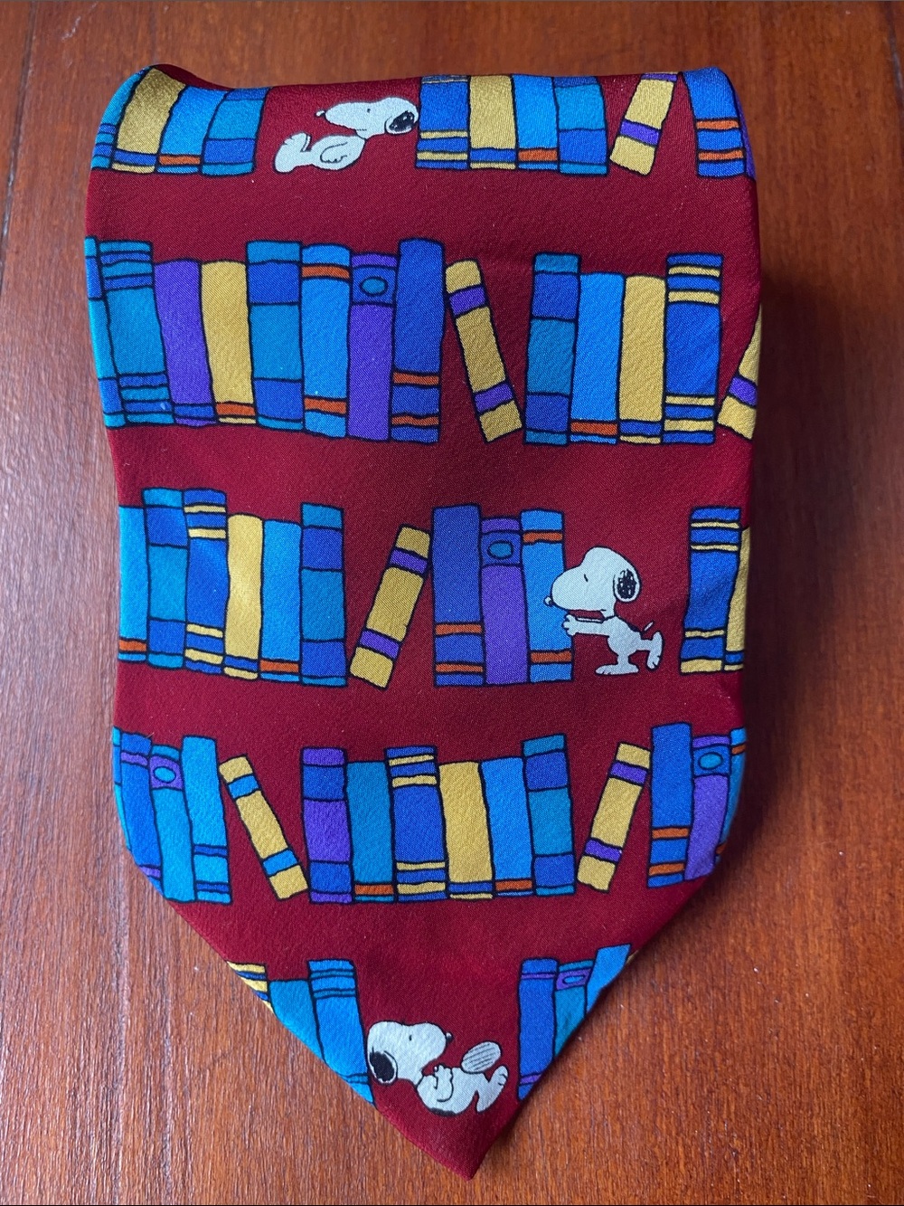 Snoopy Peanuts Silk Necktie Library Author Reading Books Teacher School  Gift